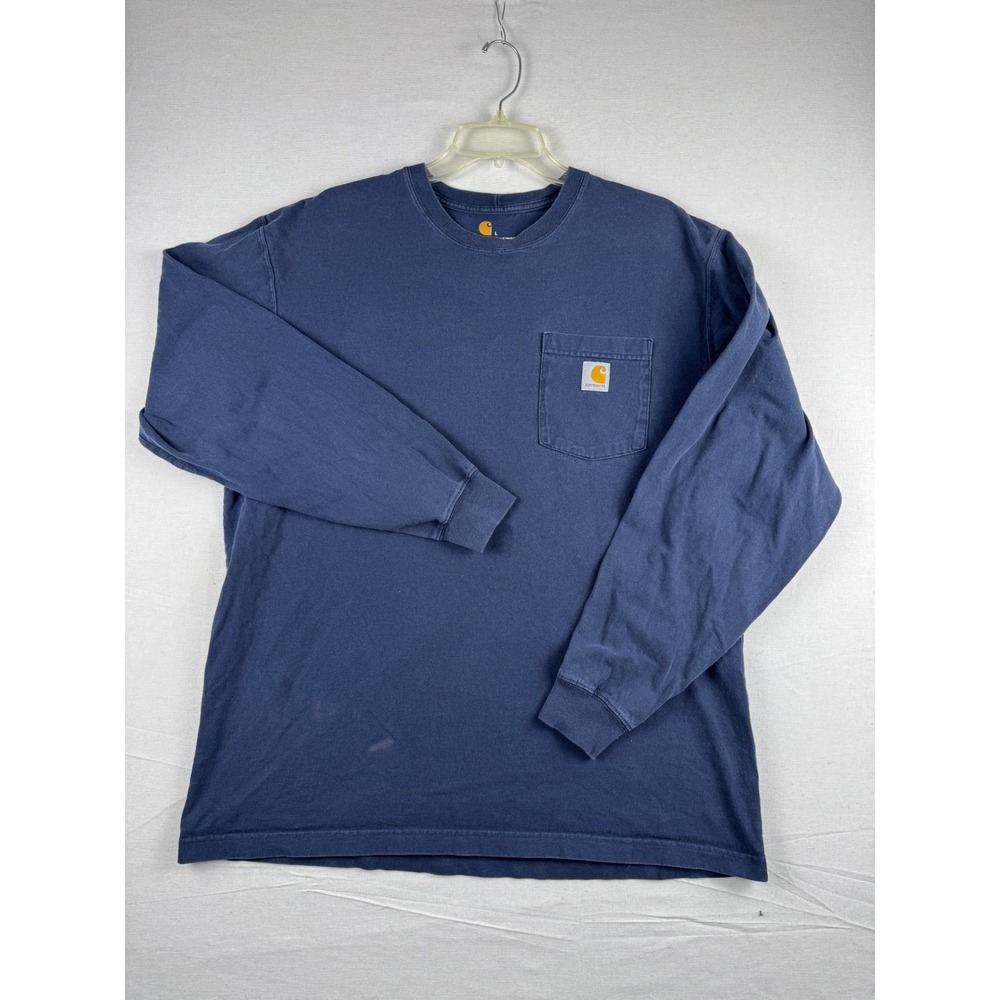 Carhartt K126-NVY Navy Blue Long Sleeve Pocket T-Shirt Mens Large Original Fit